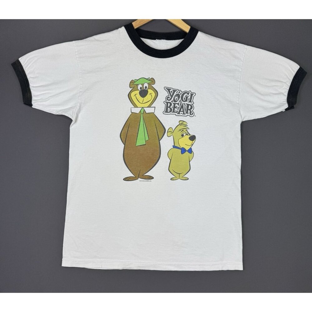 Vintage 2002 Hanna-Barbera Yogi Bear Ringer Shirt Cartoon Network TV Show Art